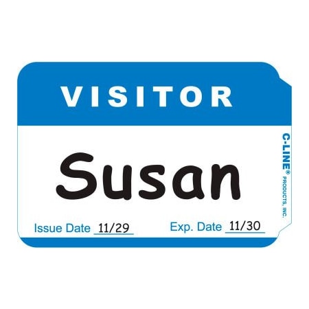 C-Line Products C-Line Products Pressure Sensitive Badges, Visitor, Blue, 3-1/2in x 2-1/4in, 100/BX Set of 10 BX 92245-CT